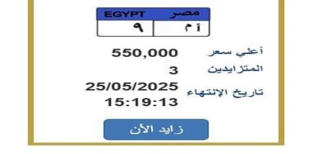 سعرها تخطى النصف مليون جنيه.. التزايد يشتعل على لوحة سيارة مميزة| اعرف الخطوات