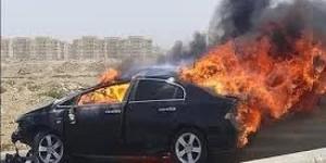 مصرع شاب ورضيعة إثر تفحم سيارة بأطفيح ونجاة 3 من الأسرة