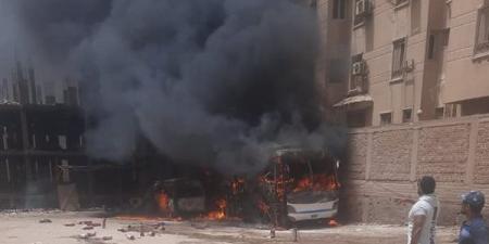 حريق هائل بجراج سيارات بمنطقة حدائق الأهرام.. صور