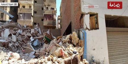 انهيار عقارين بـ حدائق القبة من 5 طوابق والدفع بسيارات الإسعاف