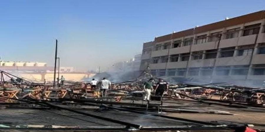 ماس كهربائي.. إخماد حريق داخل خيمة امتحانات في جامعة السادات